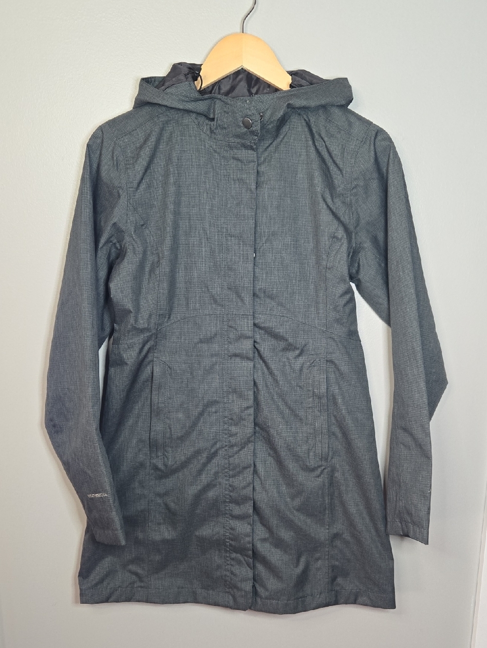 Eddie Bauer Women's XS Weatheredge Heather Gray Hooded 3/4 Length Trench Jacket